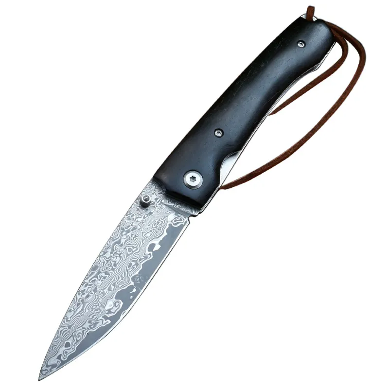 Faca dobrável de bolso de alta qualidade VG10 Damasco lâmina de aço Ebony Handle EDC Gift Knives