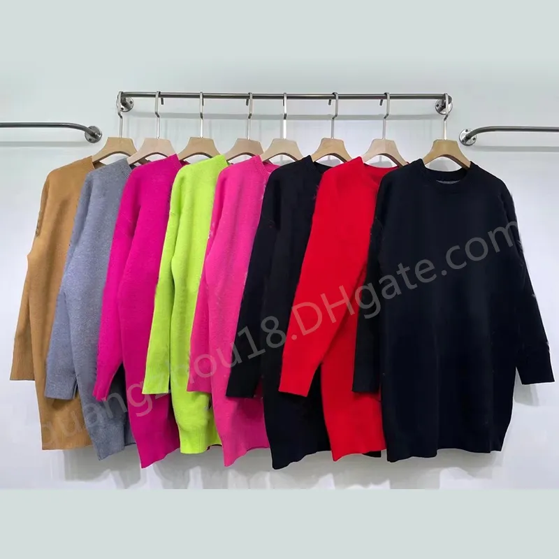 여성용 스웨터 중간 길이 풀오버 라운드 넥 Desinger 스웨터 프리 사이즈 멀티 컬러
