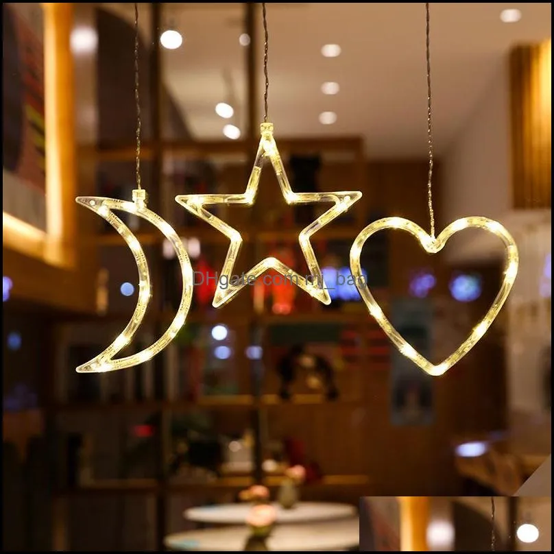 led christmas string light ornament with sucking disc xmas party decoration home window pendant decorative fairy lights battery