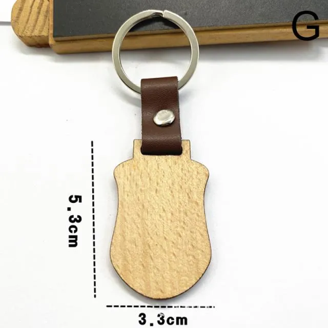 fashion cute solid wood keychain creative leather couple wooden keychains souvenir gift