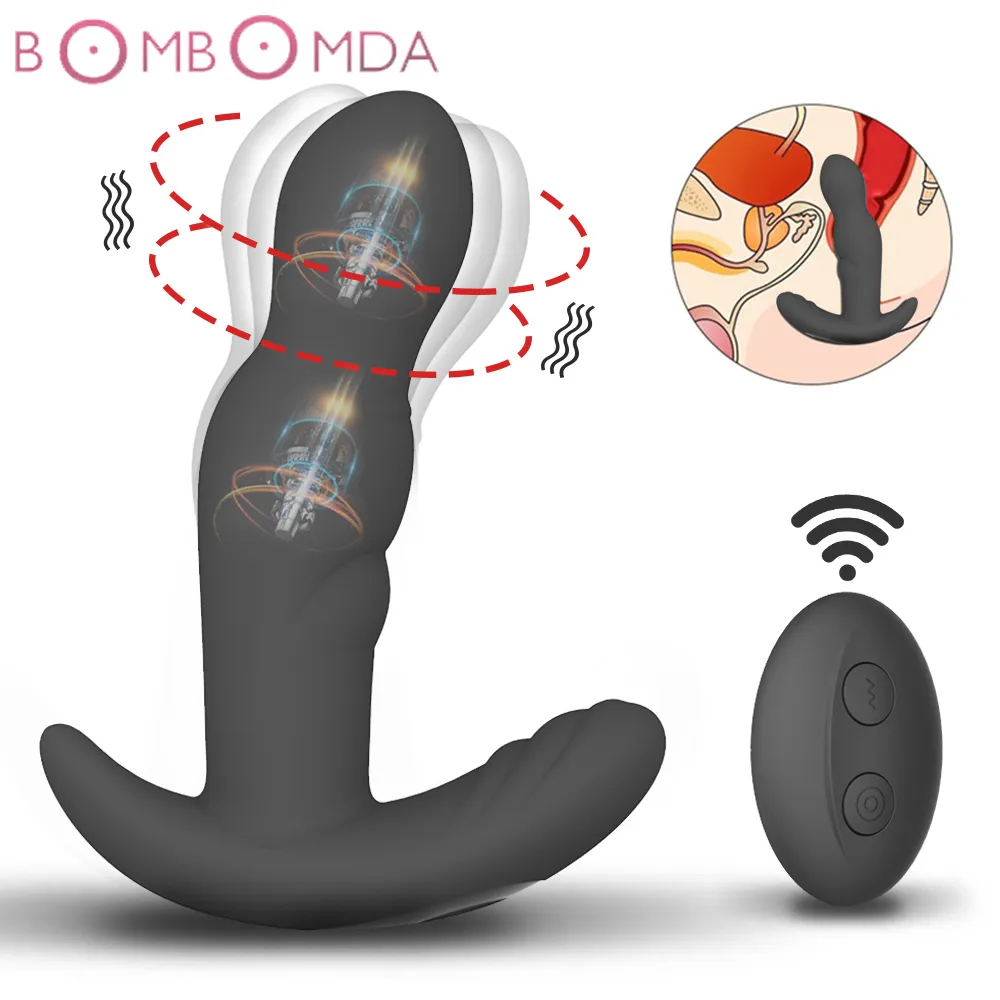360 grad Prostata-massagegerät Rotierenden Anal Vibrator Silikon Männlichen Butt Plug Anus Vibrierende sexy Spielzeug Für Männer G-punkt Stimulation