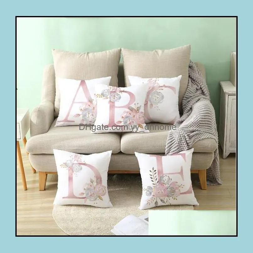 letter pillow cover room english alphabet for home party decoration accessories cushion flower pink pillowcase polyester 45x45cm