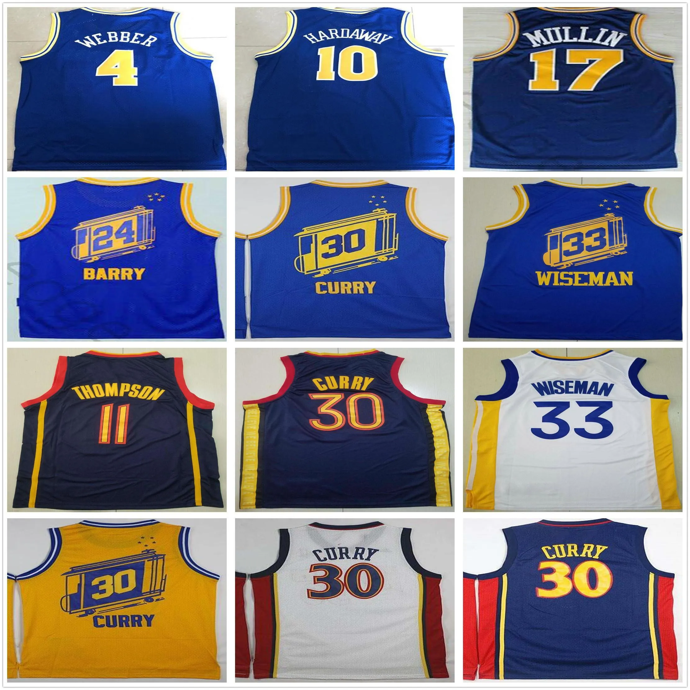 레트로 빈티지 클래식 남자 #24 Rick Barry Chris 4 Webber Tim 10 Hardaway 17 Mullin Basketball Jerseys 30