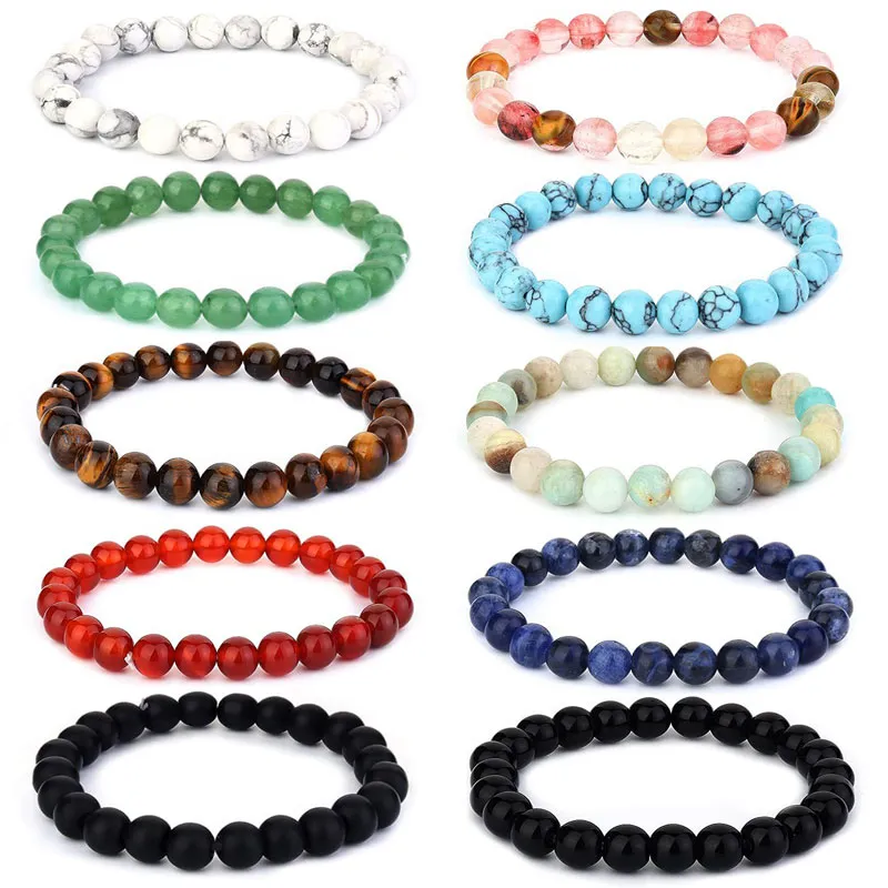 Natuursteen Handgemaakte Strengen Beaded Elastische Energie Bedelarmbanden Voor Dames Mannen Bangle Party Club Yoga Sieraden