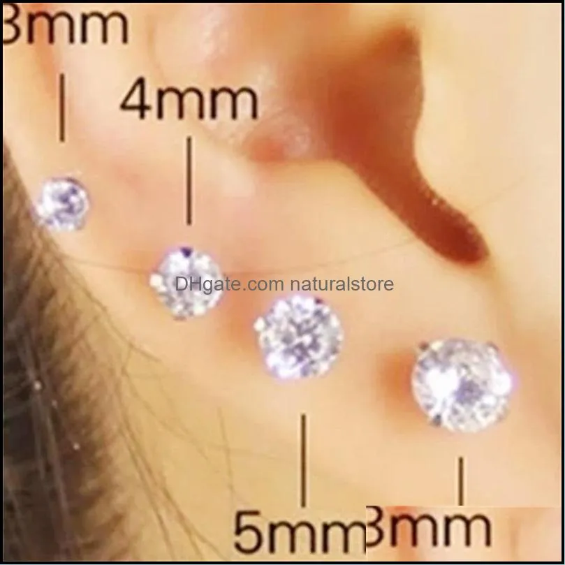 1 pcs medical stainless steel crystal zircon ear studs earrings for women/men 4 prong tragus cartilage piercing jewelry 5584 q2