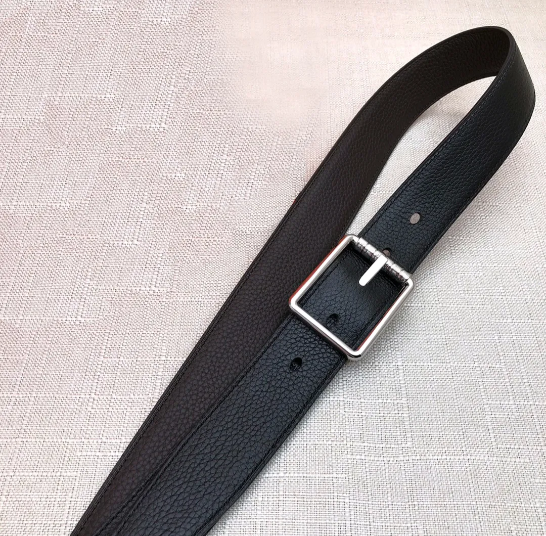 Vändbart bälte i äkta läder svart/brunt med silverspänne för män Dressing/Casual läderbälten Mode klassisk stil 32 mm bredd