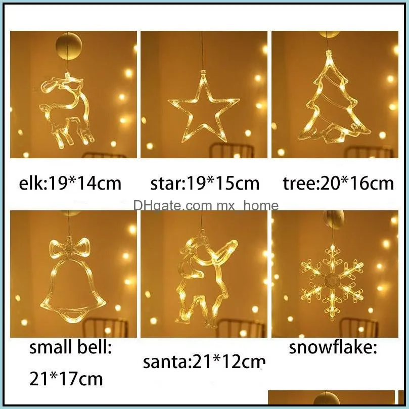 christmas decoration santa claus snowflake xmas tree suction led light christmas party home window garland hanging lamp ornament