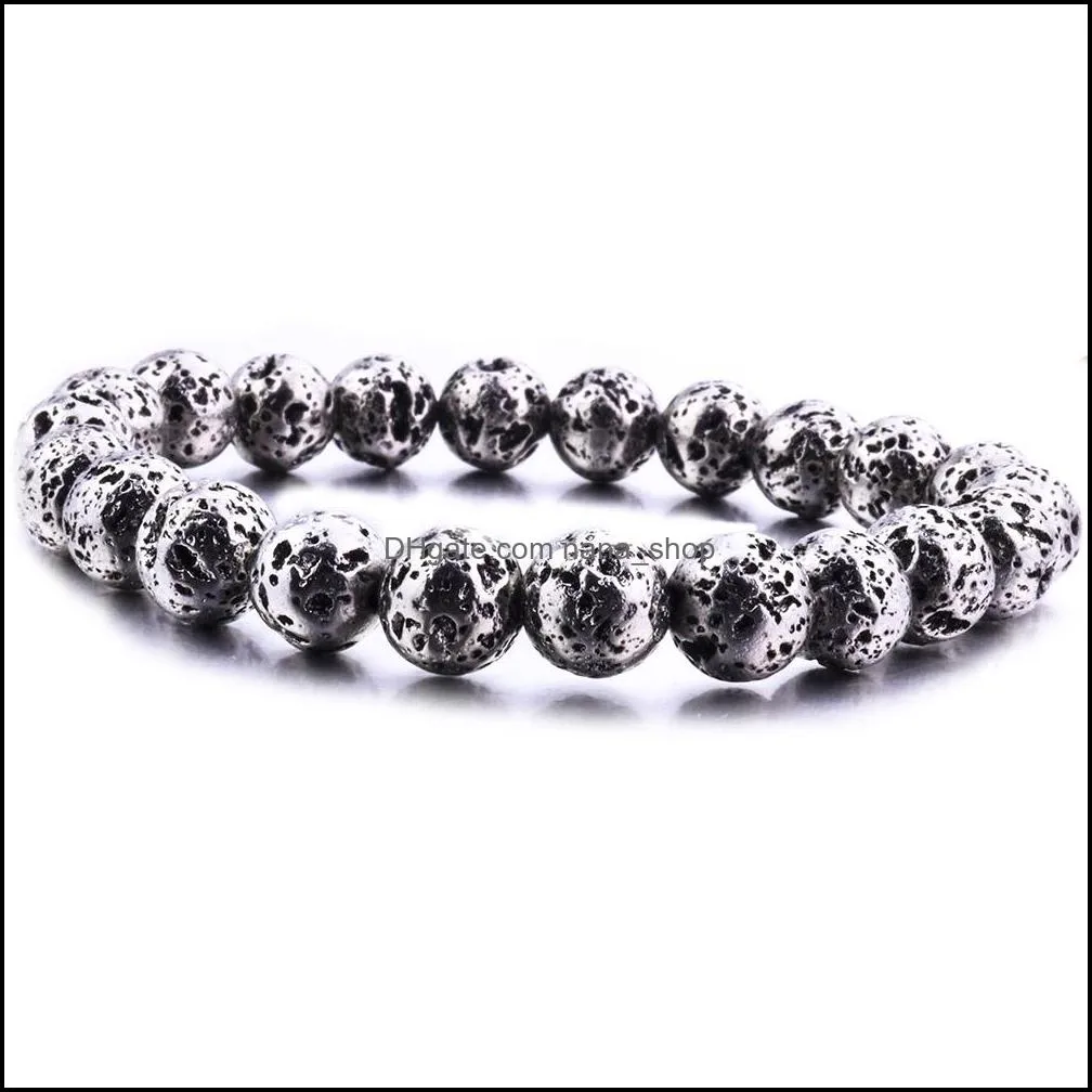Electroplate 8MM Lava Stone Beads Bracelet Diy Aromatherapy  Oil Diffuser Bracelet