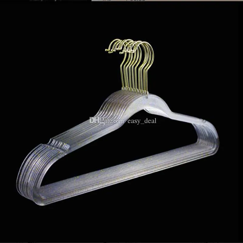 40-45cm Non-slip Hangers Transparent Hanger Plastic Clothes Hanger Invisible Wardrobe Hanger Rack Wholesale QW8988