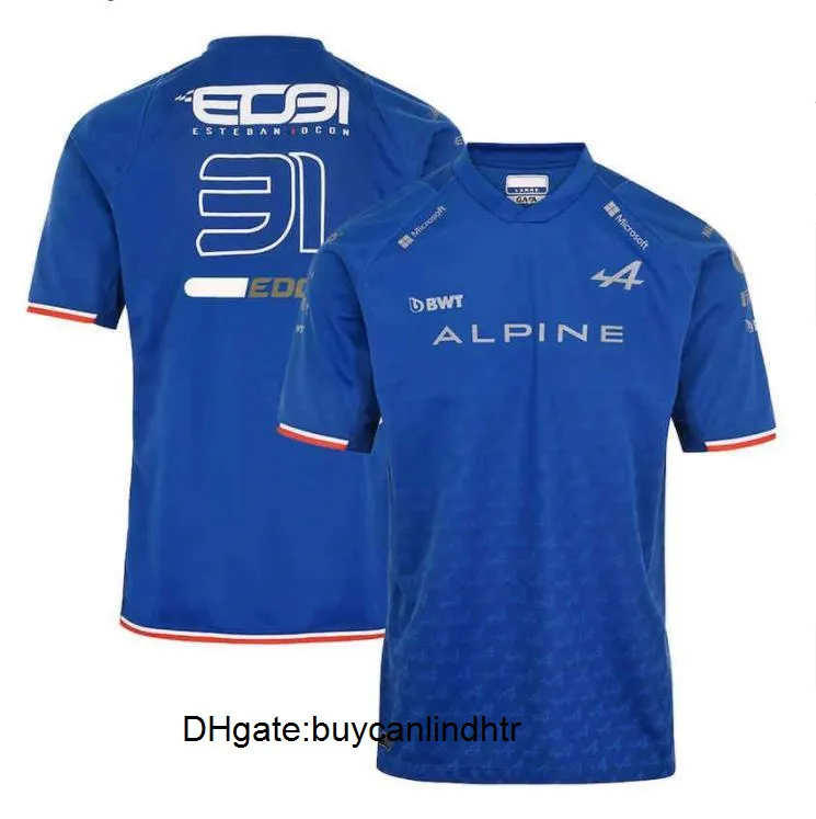 T-shirts pour hommes Fans de voitures de course T-shirt Chemise à manches courtes Vêtements Bleu Noir Jersey respirant 2021 Espagne Alpine F1 Team Motorsport Alonso1 RTC9