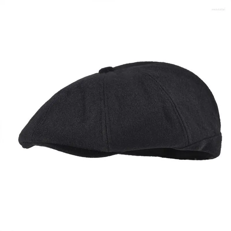 Bérets noirs Sboy casquettes hommes laine mélange plat Cabbies automne hiver chaud Gatsby chapeau classique casque 111bérets Wend22