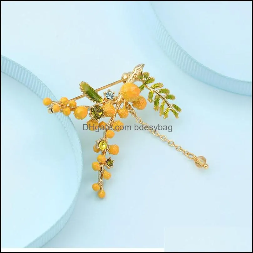 creative product fashion trend plant brooch noble and elegant simple temperament wild mimosa fruit pin accessories female