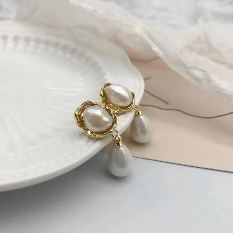 2022 Dangle & Chandelier Fashion Metallic Pearl Earrings Personality High Grade 2022 New Drop Dangle Earings For Women