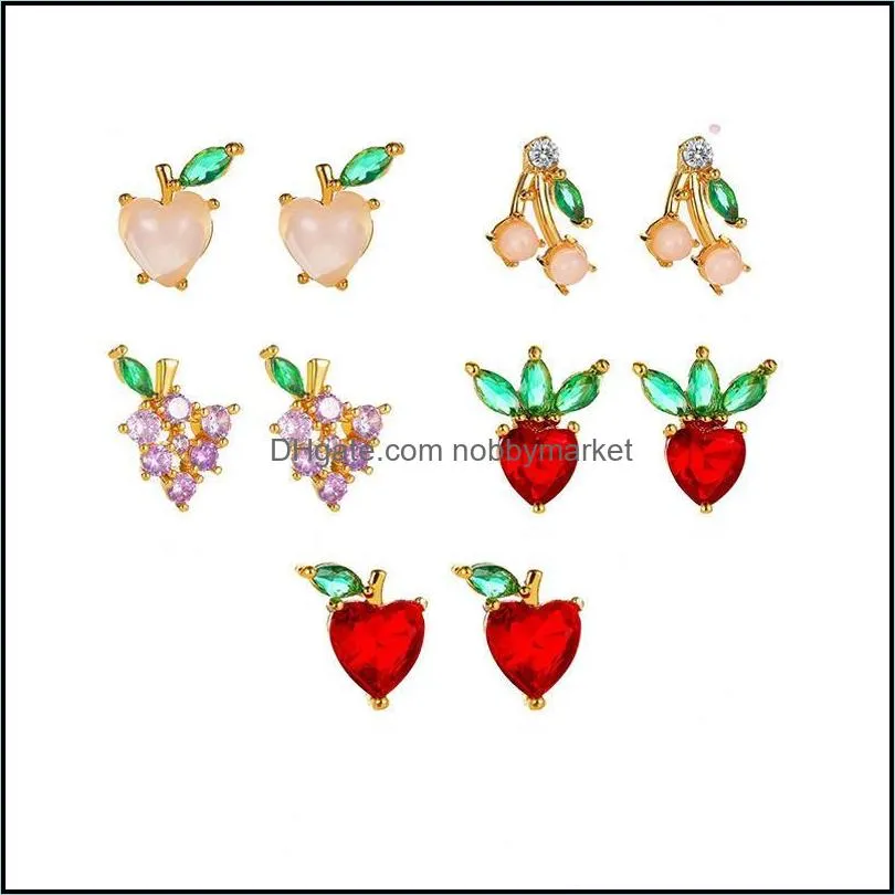Dangle & Chandelier Modyle Korean Cute Crystal Fruit Drop Earrings For Women Fashion Rhinestone Boucle D`oreille Party Jeweley Gifts