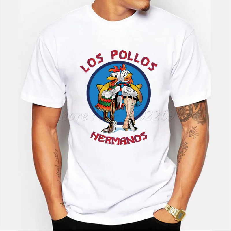 남자 패션 Breaking Bad Shirt LOS POLLOS Hermanos T 셔츠 치킨 브라더스 반소매 티셔츠 Hipster Tops 220606