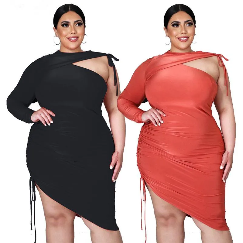 Plus size jurken sexy onregelmatige midi jurk mode mode ronde kraag hoge taille casual elegantie groothandel drop