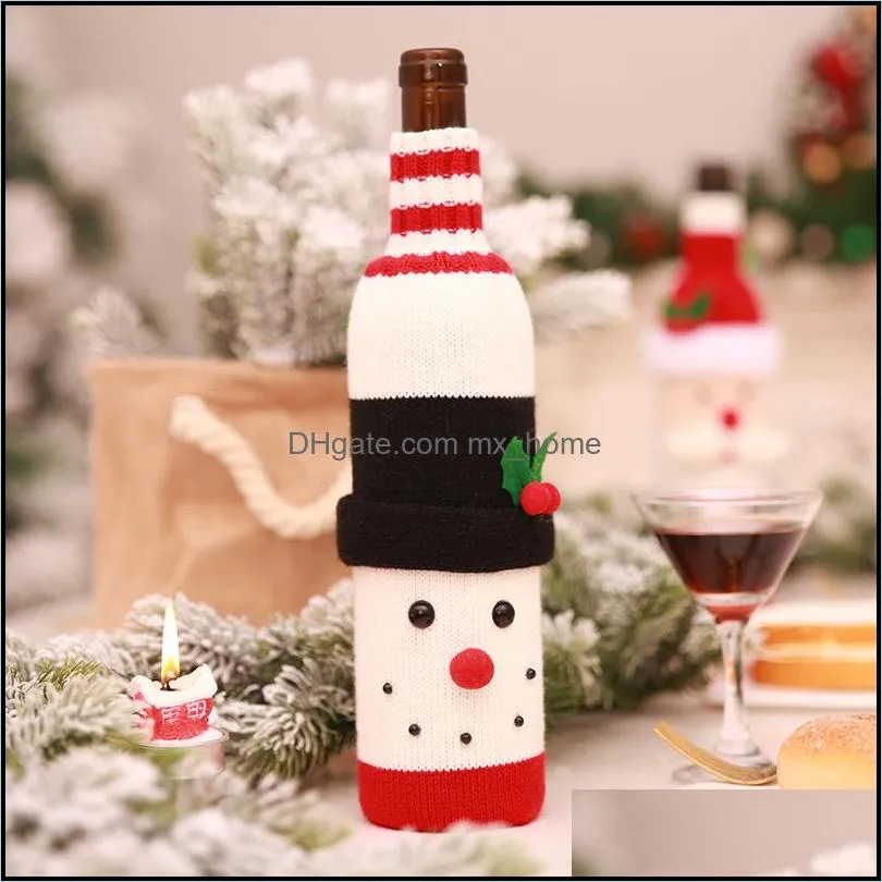 christmas decoration 2018 santa claus wine bottle cover gift santa sack bottle hold bag snowman xmas decor home decoration dh0222