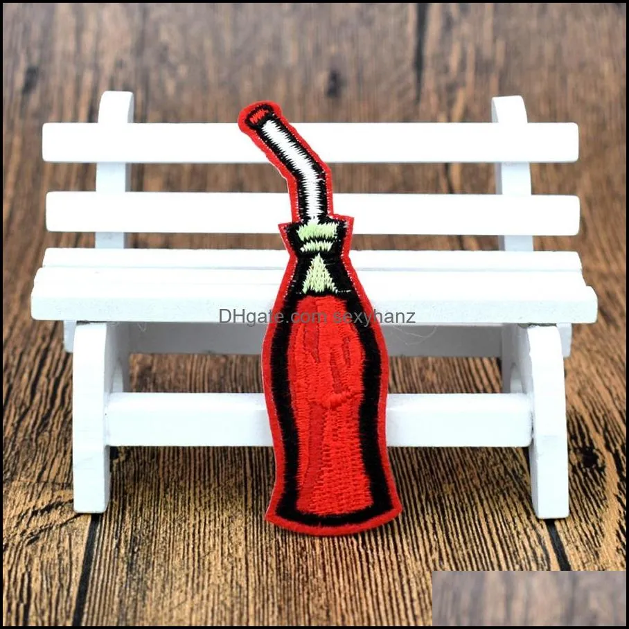 10 pcs bottles of coke embroideredes for clothing bags iron on transfer applique for jeans diy sew on embroidery badge