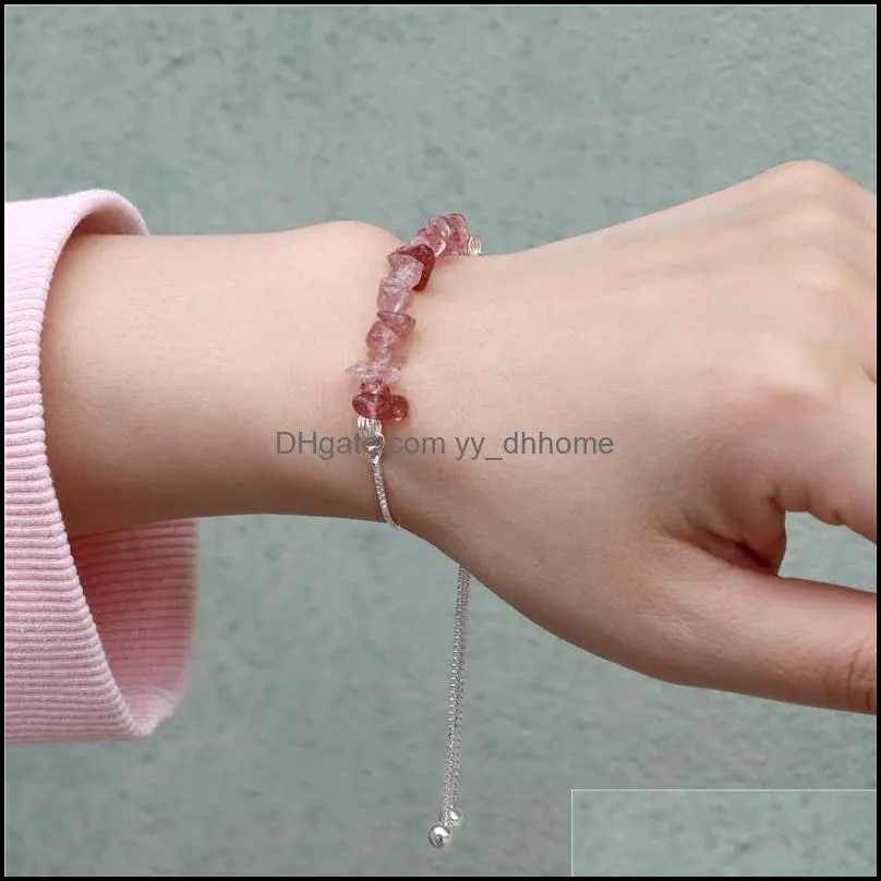 Crystal Irregular Crushed Stone Beaded Bracelet Strands Amethyst Quartz Wristband Bangles For Women Jewelry Gift
