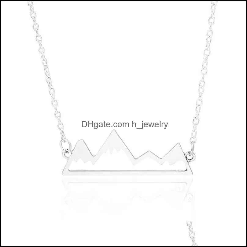 mountain necklace minimalist top pendant snowy mountain hiking outdoor travel jewelry mountains climbing gifts gold/silver chains hjewelry