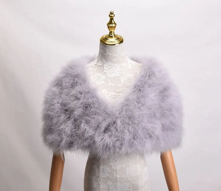 Véritable plume d'autruche fourrure châle enveloppe Cape mariée accessoires de fête de mariage noir