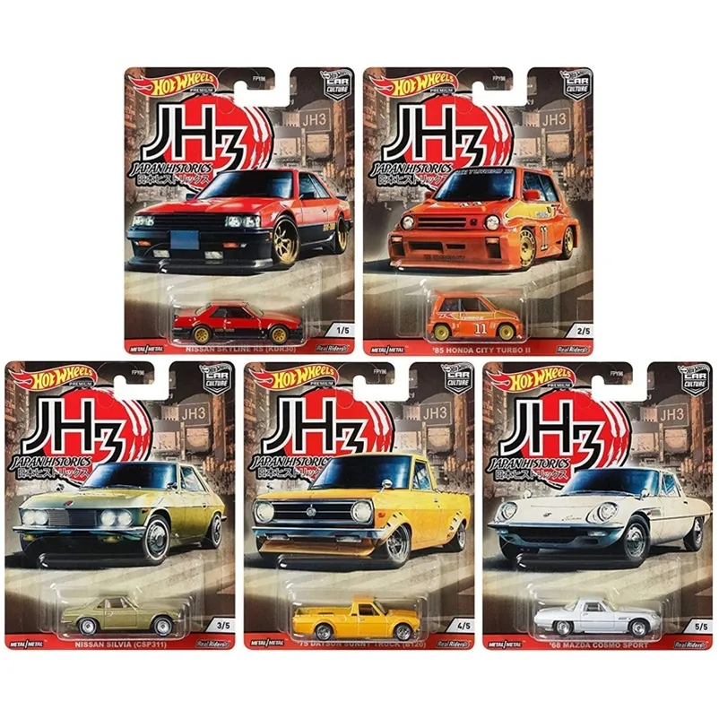 Wheels Premium Car Culture Japan Historici 3 Nissan Skyline Rs 85 Honda City Turbo Nissan Silvia 1 tot 64 Legering Car Toy FPY86 220525