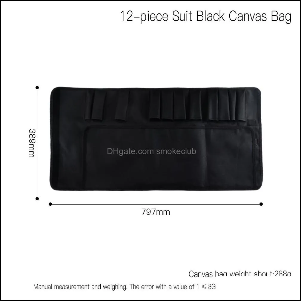 Kitchen Cooking Chef Knife Bag Roll Bag Carry Case Bag Kitchen Cooking Portable Durable Storage 12 Pockets Black Colors Tool