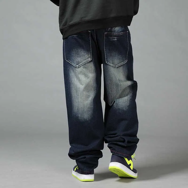 Męskie dżinsy jeansowe zima deskorolka w rozmiarze Plus Men Hip Hop harem bawełniany luźne luźne spodnie dżinsowe euro-usa modny styl spodni 245Q