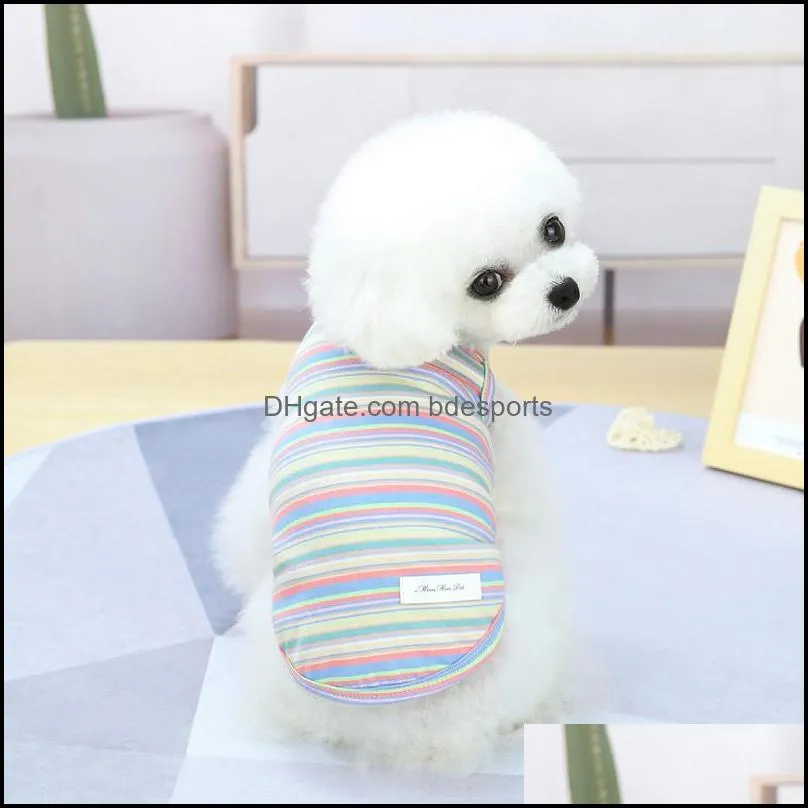 ドッグアパレル春と夏の犬の服小さなペットテディ品材21色ベスト5サイズのドロップデリバリー2021ホームガーデンWVIIQ