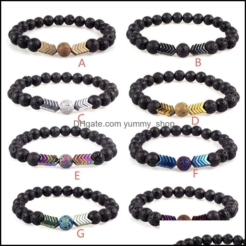 natural volcanic lava stone  oil diffuser bracelets bangle healing balance yoga magnet arrow beads bracelet