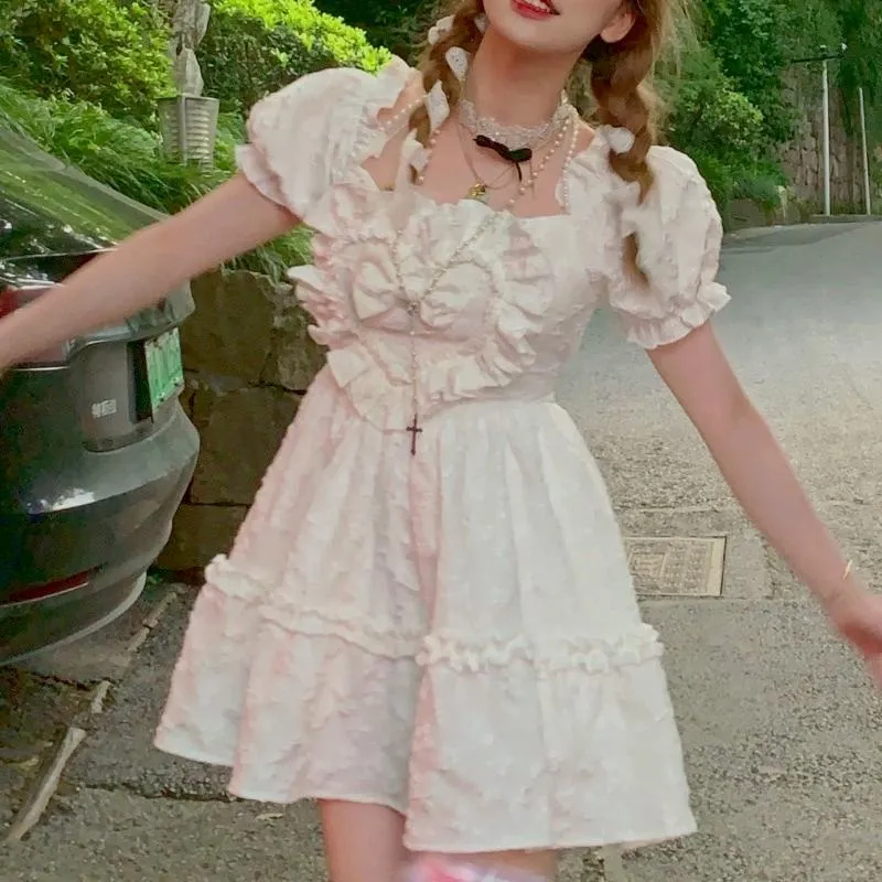 Feestjurken zomer kawaii lolita jurk vrouwen Koreaanse avond elegante zoete vrouwelijke korte mouw prinses casual y2k 2022