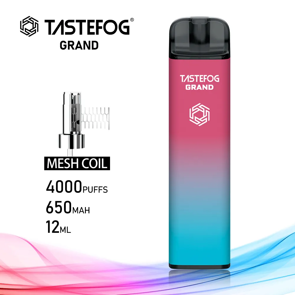 QK Tastefog Mesh Coil Vapes rechargeables jetables 4000 bouffées Cigarette 5% 12ml 650mAh Batterie Vente en gros Amérique et marché australien