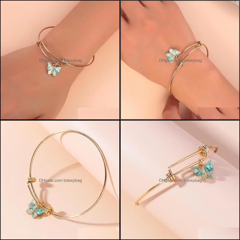 bangle trendy glitter butterfly bracelets bangles for women men adjustable gold wristband anklet couple stainless steel jewelry