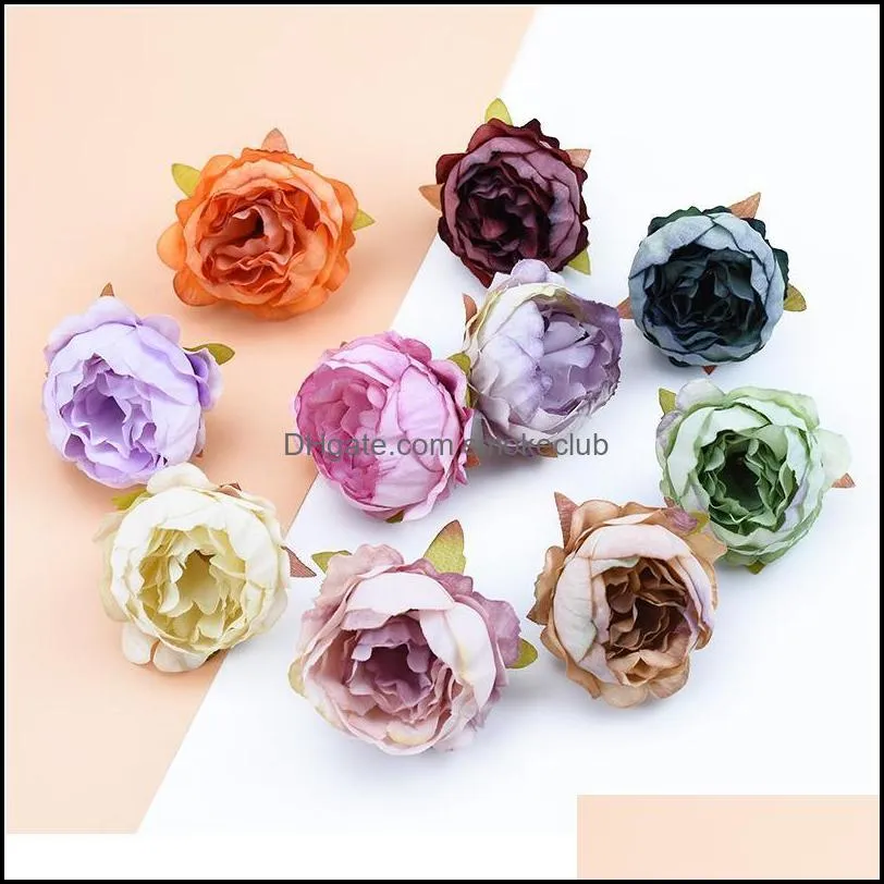 100 Pcs Silk Peonies Decorative Flowers Wreaths Christmas Decorations For Home Scrapbooking Brooch Diy Autumn Decoration jllHmA