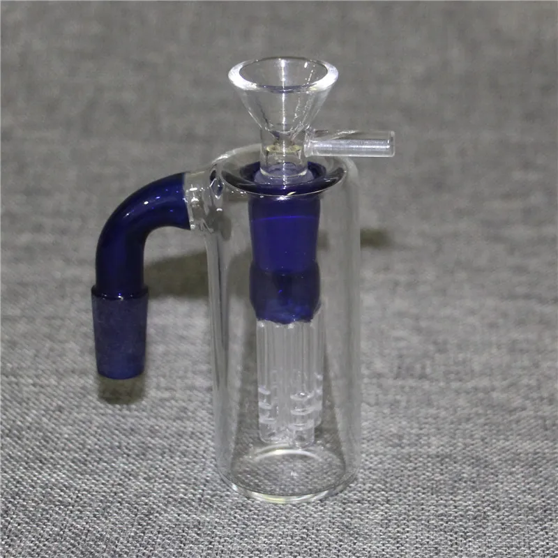 Pipa ad acqua per narghilè con raccoglitore di cenere in vetro blu con ciotole in vetro, bong in Pyrex spesso 14 mm