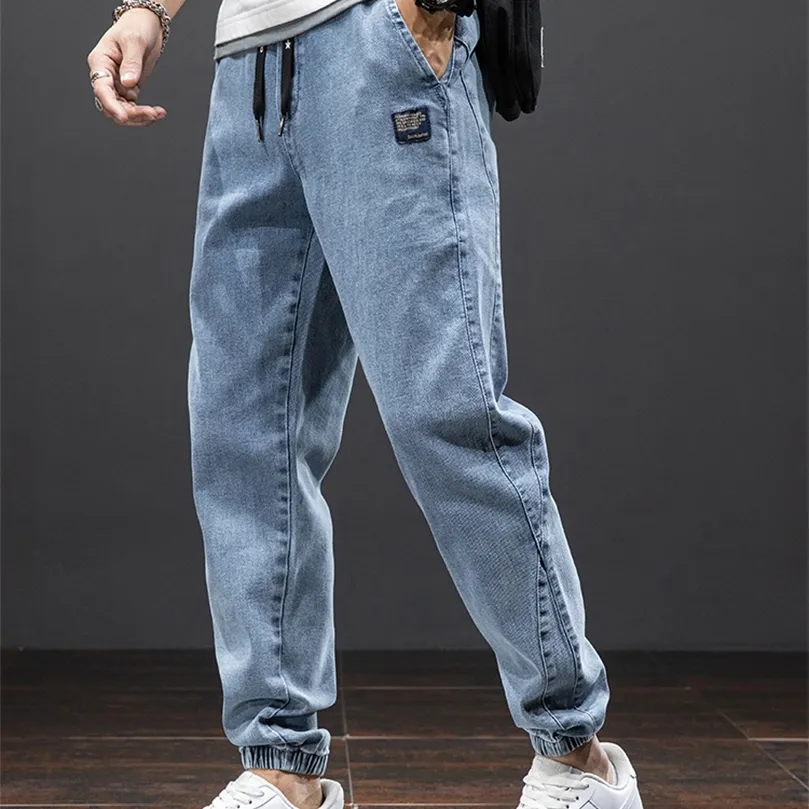Lente zomer zwarte blauwe vracht jeans mannen streetwear denim jogger broek mannen baggy harem jean broek plus maat 6xl 7xl 8xl 220622