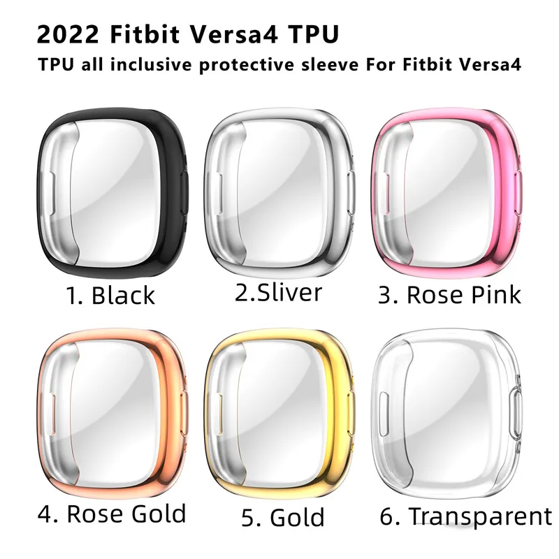 Чехлы из ТПУ, чехол для Fitbit Versa 4 3 2 Sense с покрытием, рамка бампера, сверхтонкий чехол для смарт-часов, аксессуары, аксессуары versa4, versa3, versa2