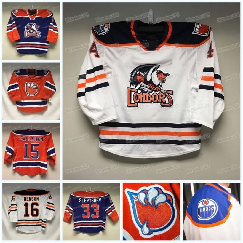 Ceomitness Custom Bakersfield Condors Ahl хоккей -майка Сет Гриффит Купер Мароди Адам Крэкнелл Филип Брюберг Рафаэль Лавуа Джеймс Хэмблин