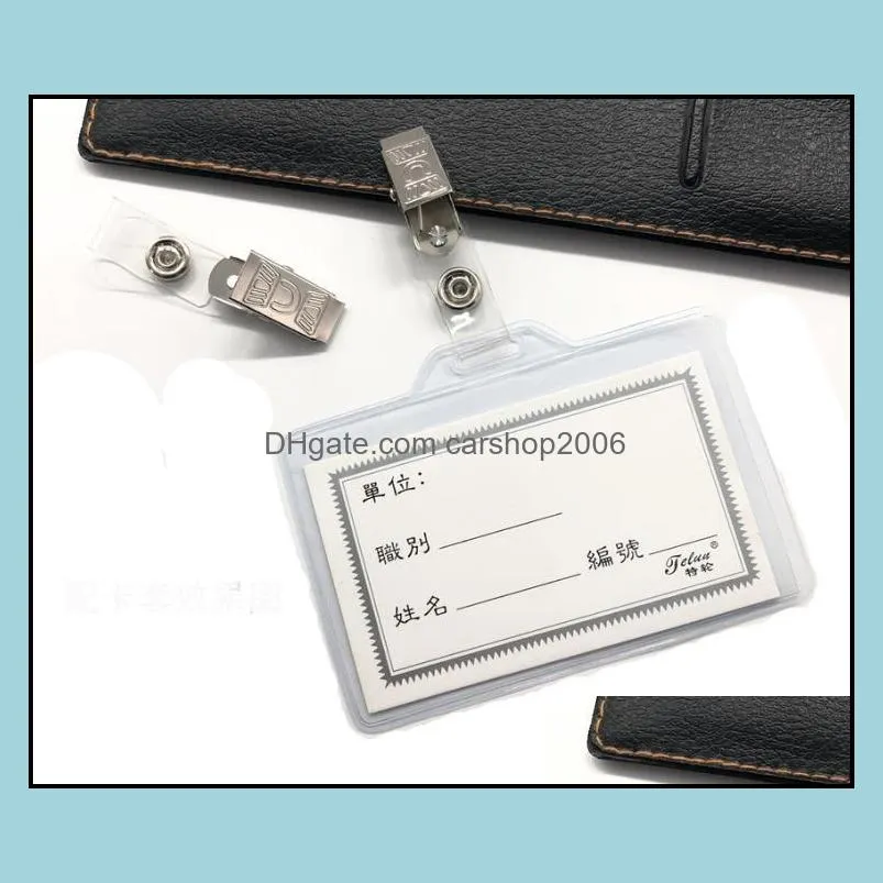 badge clip id card certificate holder plastic pvc strap with 2 holes metal clip sn1453