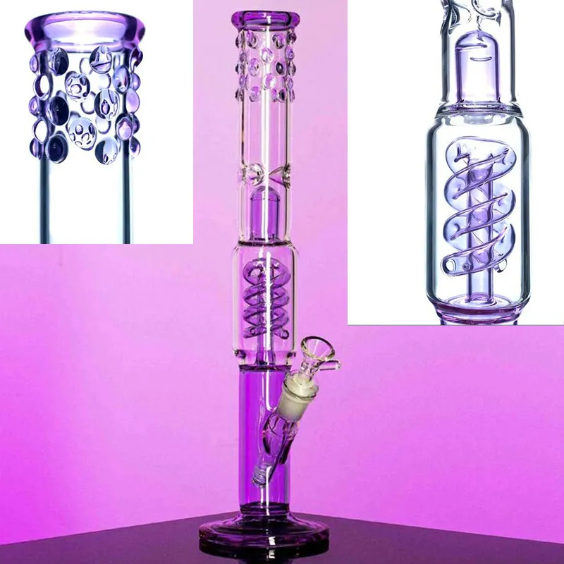 14-Zoll-Wasserpfeife mit bunter Sprial-Basis, Eis-Bubbler, Glas-Wasserbongs, Glas-Dab-Rigs, 14,4-mm-Verbindung