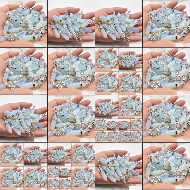 Fashion hotselling opal stone Charms Hexagonal healing Reiki Point charms pendants for jewelry making