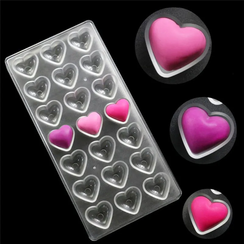 Home-Use-Fondant-Cake-21-Cavity-Chocolate-Mold-Plastic-Polycarbonate-Heart-Shaped-Sugar-Craft-DIY-Handmade