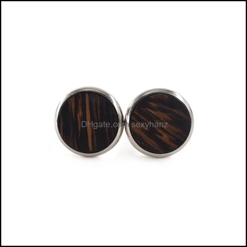 Round Wooden Cufflinks For Mens Shirt Wood Cuff Links For Wedding Party Buttons Cufflink Gentlemen Jewelry