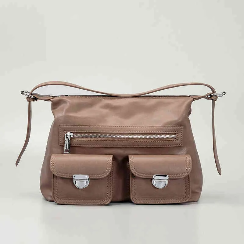 حقيبة قاطرة جلدية مزخرفة نفس الأسلوب كيس الكتف كبير السعة الكبرى حقيبة يد غير رسمية حقيبة S 220516