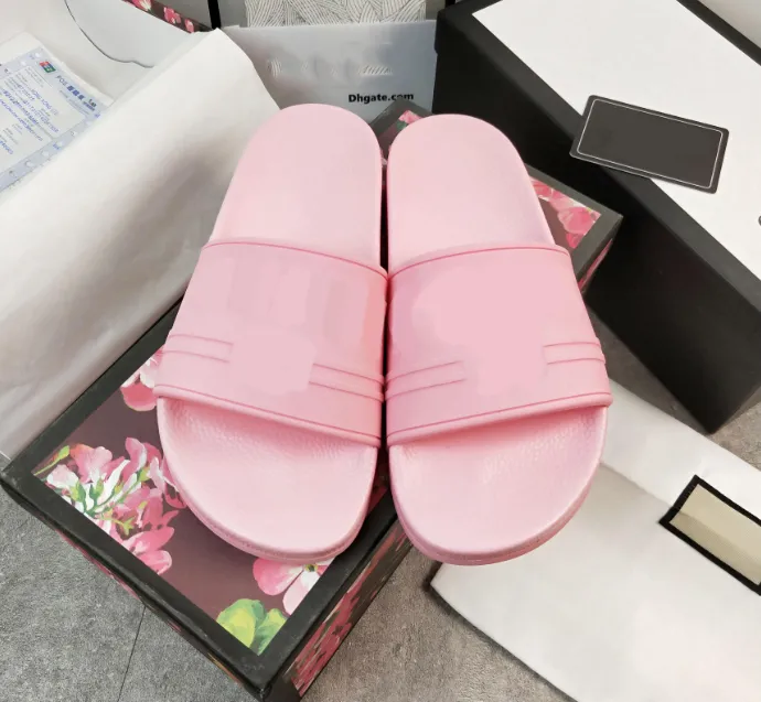 Femmes Accueil Flip Flop Designer Slide Pantoufles Sandales d'été Mens Beach Indoor Plat Caoutchouc Slide Haute Qualité Lettre Sandales Rose Noir Mâle Femme Chaussures causales