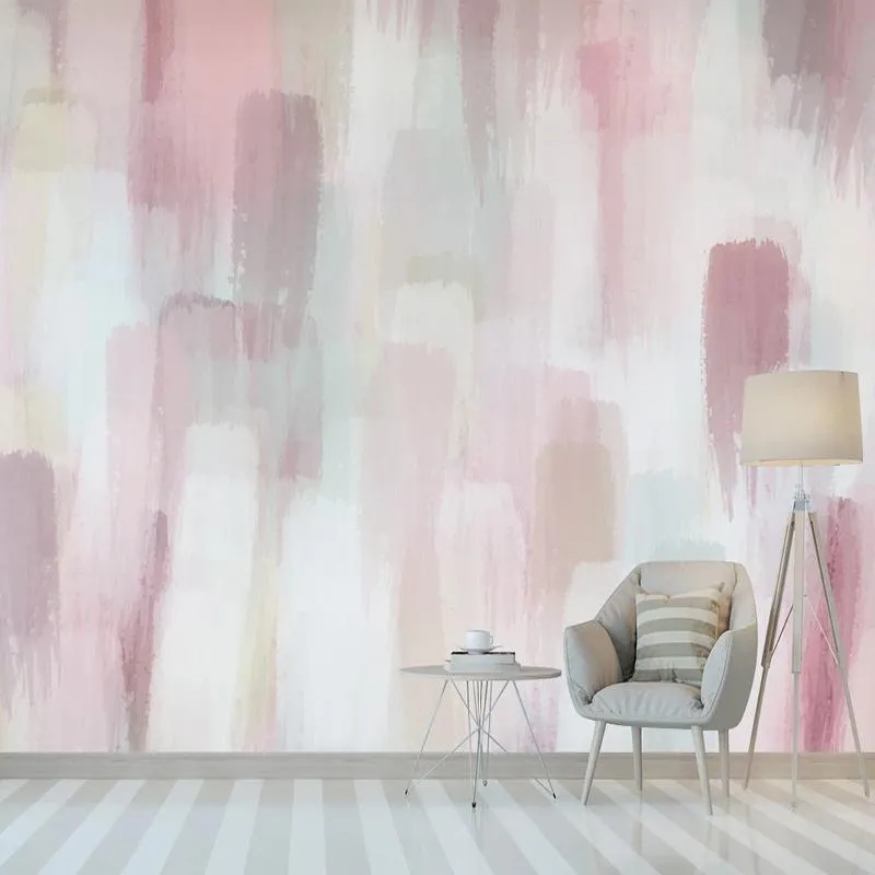 Wallpapers Custom Self-Adhesive Wallpaper Modern Pink Abstract Watercolor Painting Po Wall Mural Living Room Bedroom Art 3D StickerWallpaper