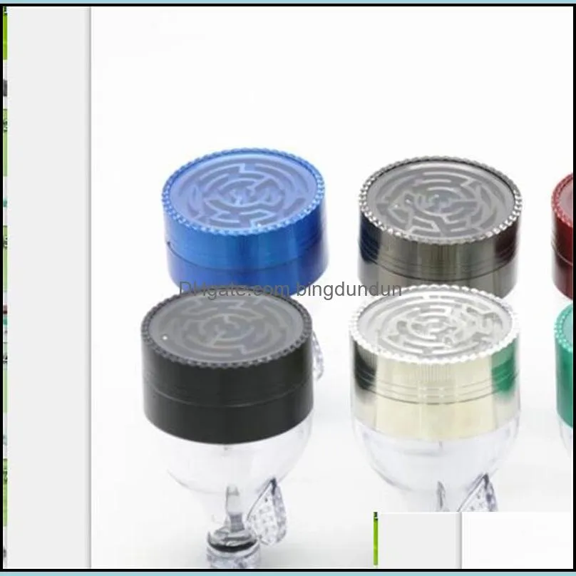 Smoking Accessories Pattern Funnel Maze Kirsite Grinder Multi Colors Metal Herb Grinders 3 Layers Cigarette Mill 52Mm 14 2cc D2