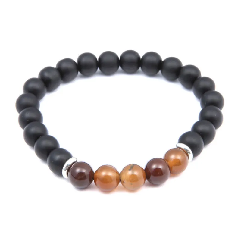 8mm Natural Stone Handmade Strands Beads Charm Bracelets For Men Bangle Party Club Elastic Male Yoga Jewelry