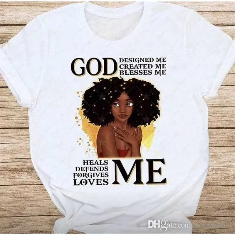 小売プラスサイズ S-3xl デザイナートップスレディース半袖 Tシャツ黒人女性白 Tシャツ文字と頭の肖像プリント服