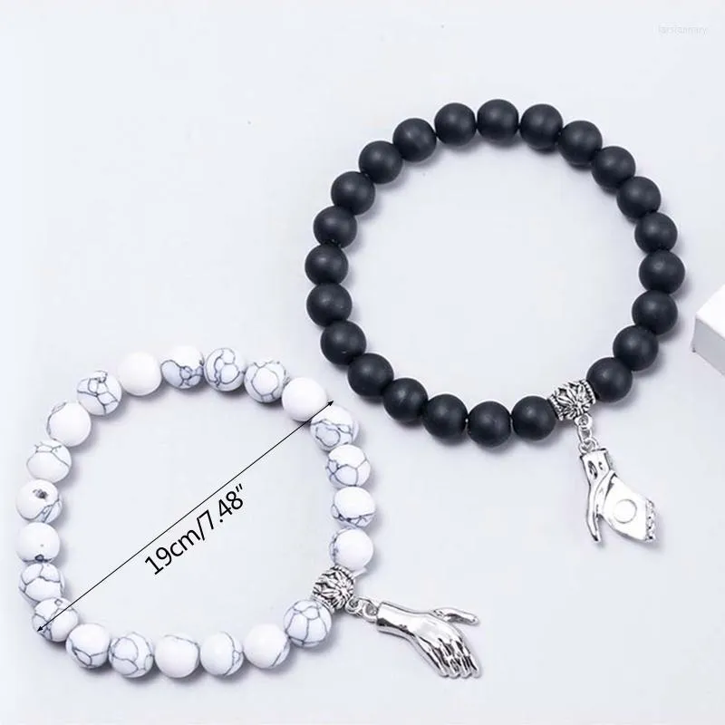 Brins de perles 2 pièces perle Couple Bracelets magnétique correspondant ensemble Attraction amitié relation souhait Bracelet cadeau Lars22